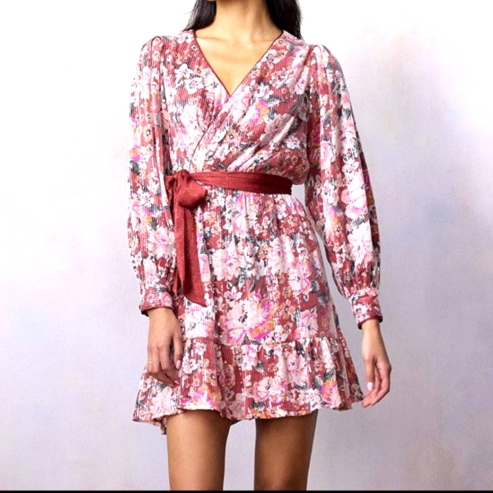 Women's LC Lauren Conrad Sequin Wrap Mini Dress Size Med